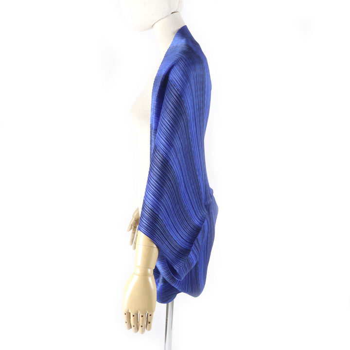 Excellent PLEATS PLEASE cardigan Front open pleated bolero blue polyester Women PP33-J0653