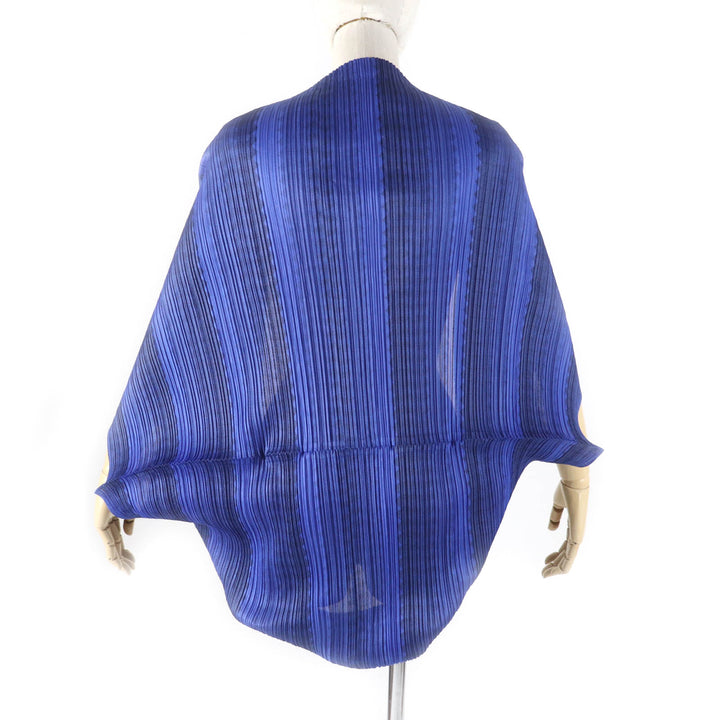 Excellent PLEATS PLEASE cardigan Front open pleated bolero blue polyester Women PP33-J0653
