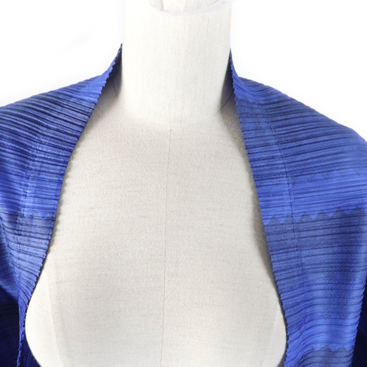 Excellent PLEATS PLEASE cardigan Front open pleated bolero blue polyester Women PP33-J0653