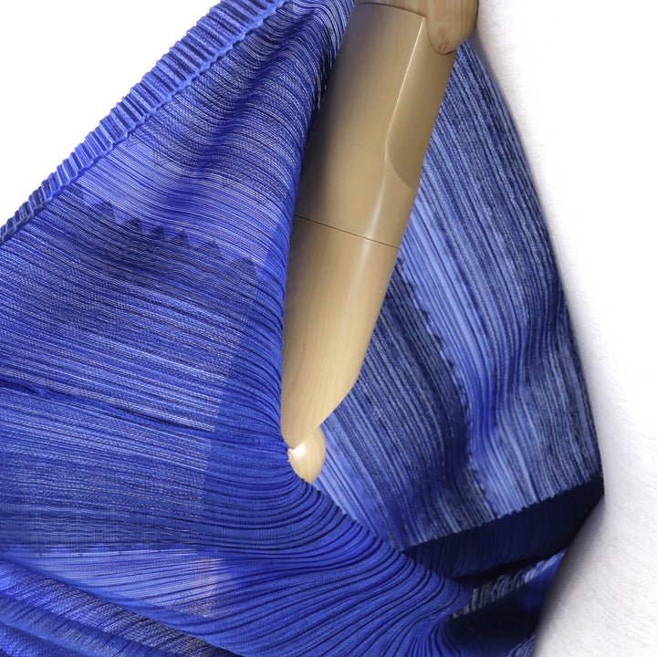 Excellent PLEATS PLEASE cardigan Front open pleated bolero blue polyester Women PP33-J0653