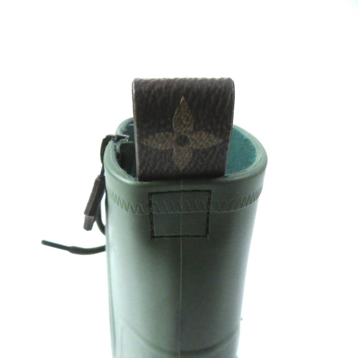 Excellent LOUIS VUITTON Rain shoes Monogram LV logo lace-up side zip khaki