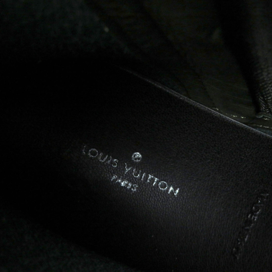 Excellent LOUIS VUITTON Rain shoes Monogram LV logo lace-up side zip khaki