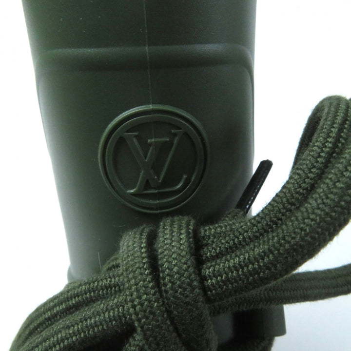 Excellent LOUIS VUITTON Rain shoes Monogram LV logo lace-up side zip khaki