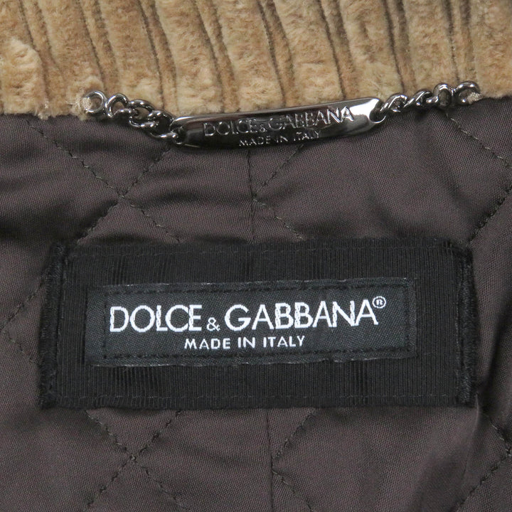Pristine DOLCE&GABBANA Chester coat Black tag Corduroy Padded Double-breasted Oversized Brown cotton mens 46 G025TT
