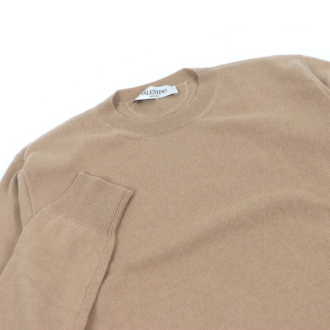 Excellent VALENTINO sweater Rockstud Crew Neck Lightweight beige cashmere mens M