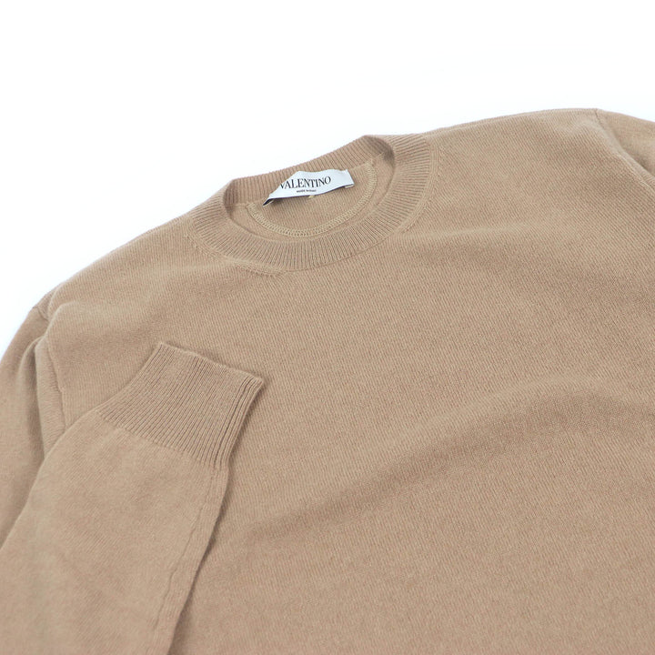 Excellent VALENTINO sweater Rockstud Crew Neck Lightweight beige cashmere mens M