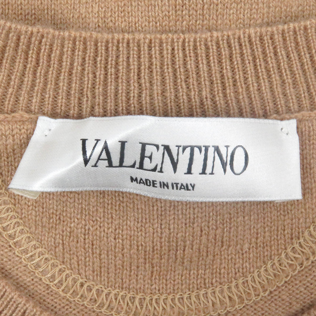 Excellent VALENTINO sweater Rockstud Crew Neck Lightweight beige cashmere mens M