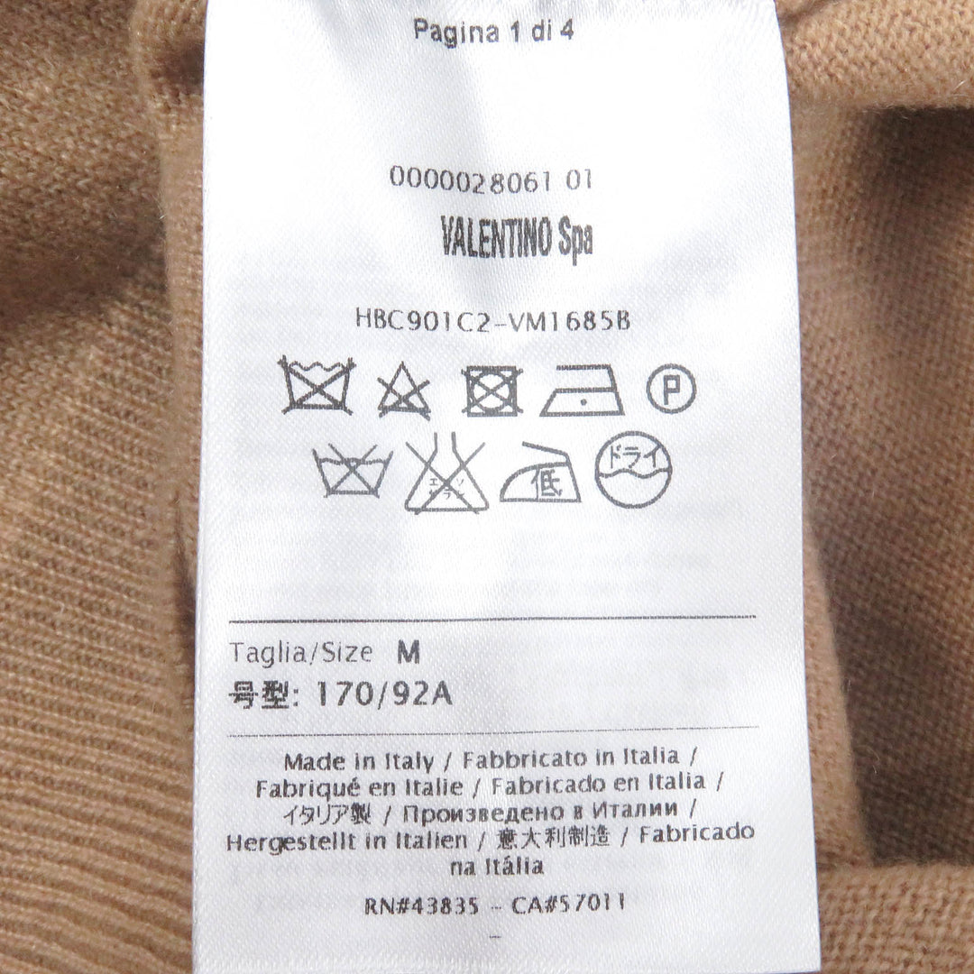 Excellent VALENTINO sweater Rockstud Crew Neck Lightweight beige cashmere mens M