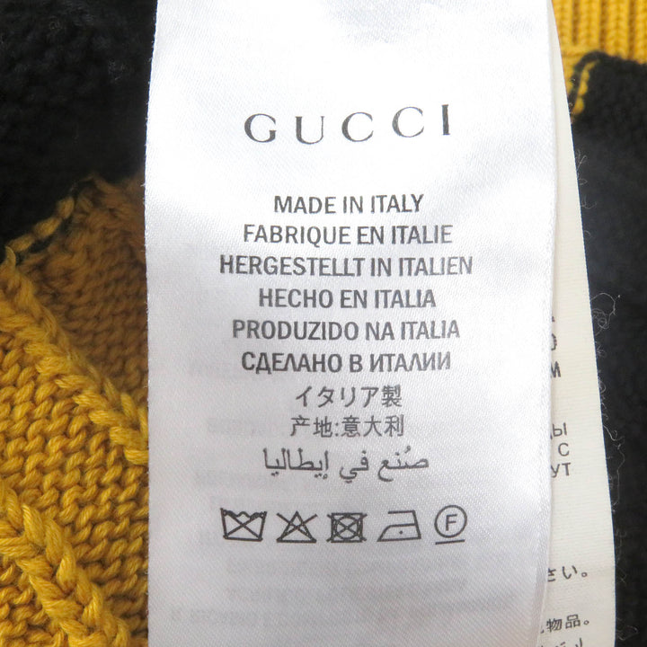 Excellent GUCCI sweater Border Animal Patch Yellow black cotton mens S 545709