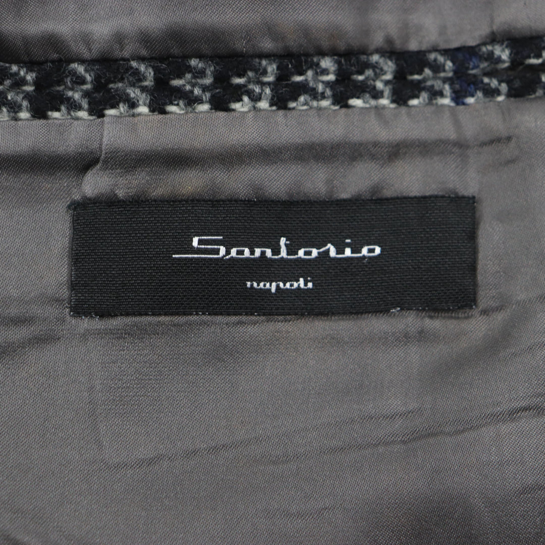 Great Sartorio Chester coat Houndstooth Pattern Single Black series wool mens 48