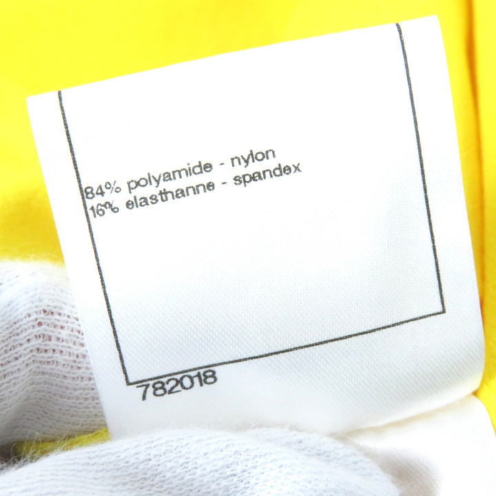 Excellent CHANEL Jacket COCO Mark Dot Pattern ZIP UP Rare Yellow navy Women 36 08P P33377