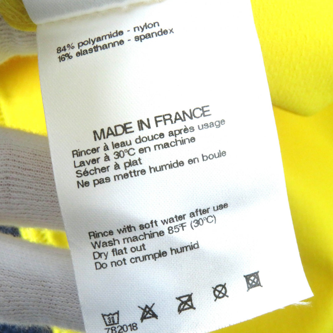 Excellent CHANEL Jacket COCO Mark Dot Pattern ZIP UP Rare Yellow navy Women 36 08P P33377