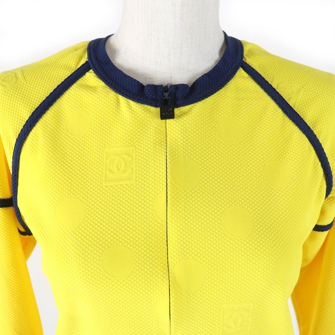 Excellent CHANEL Jacket COCO Mark Dot Pattern ZIP UP Rare 36 08P P33377