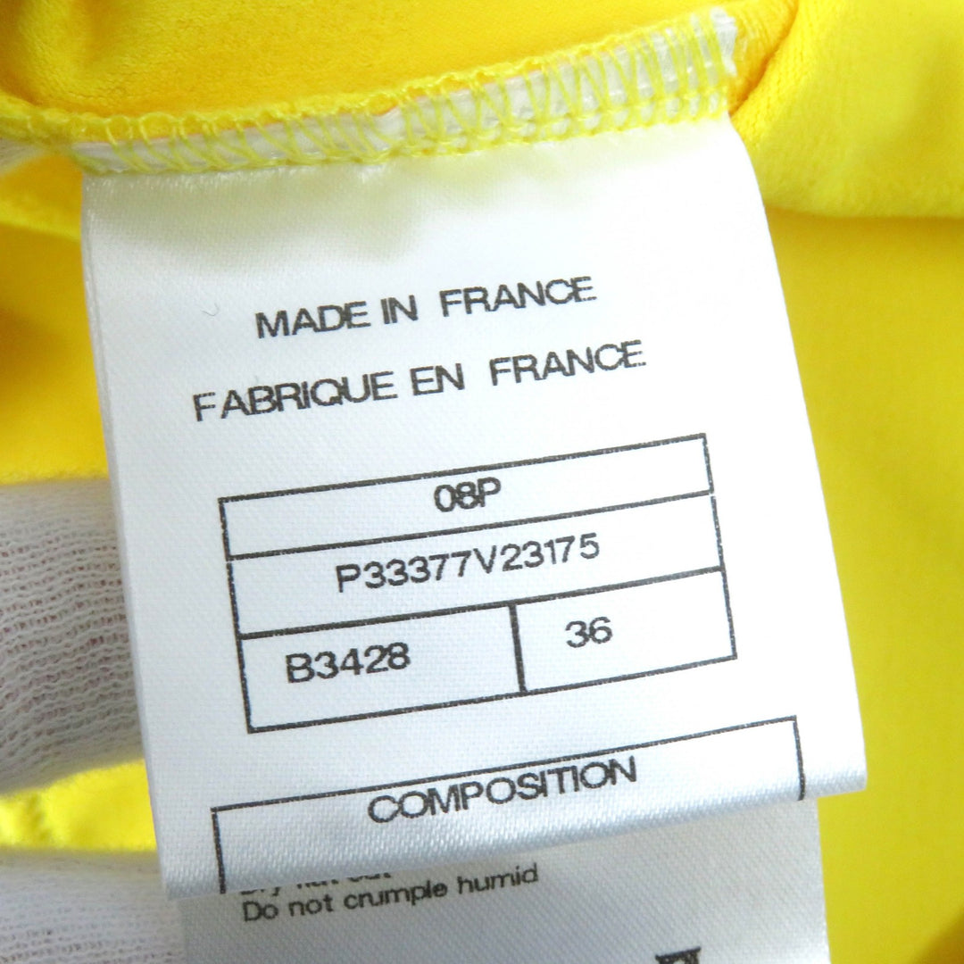 Excellent CHANEL Jacket COCO Mark Dot Pattern ZIP UP Rare Yellow navy Women 36 08P P33377