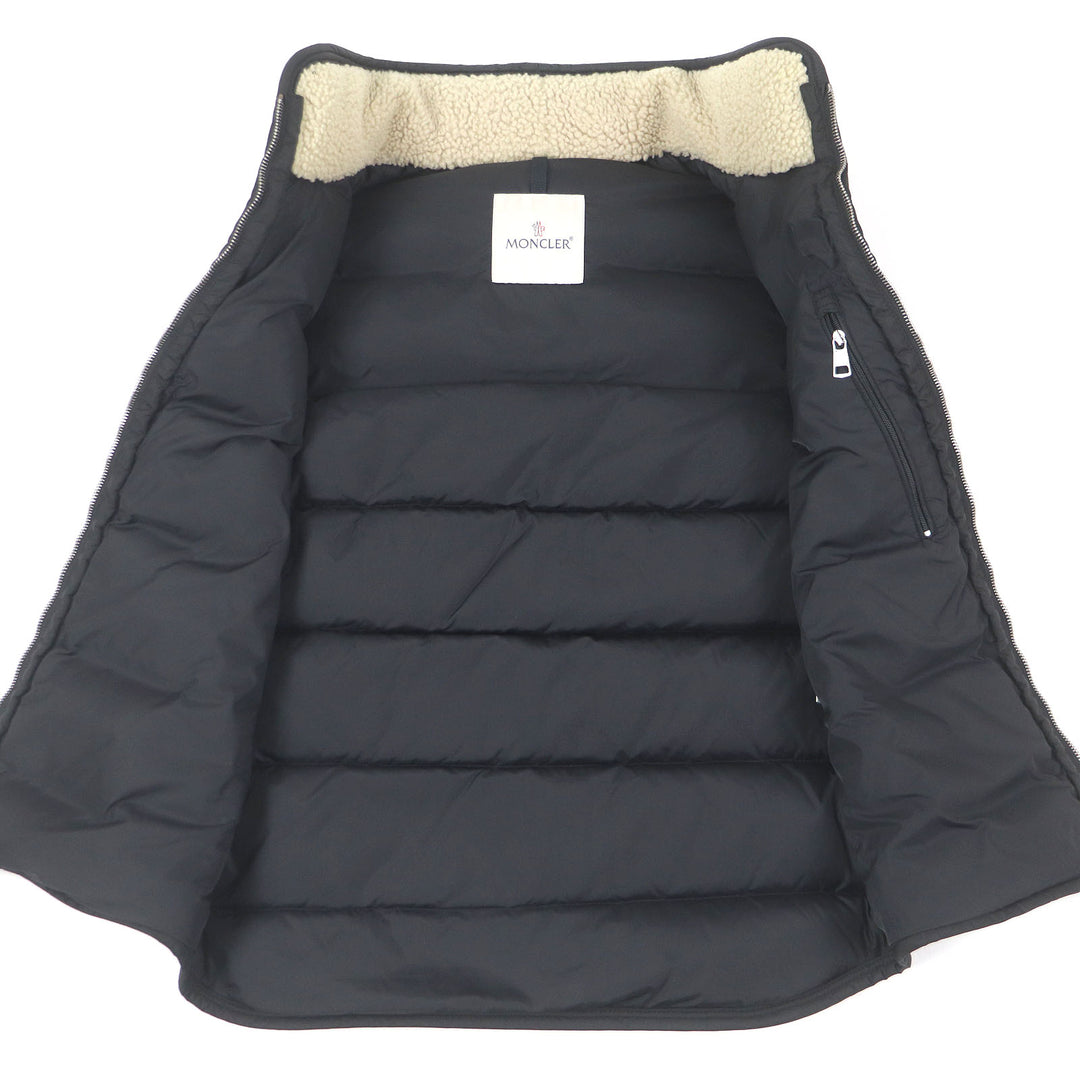 Great MONCLER Down vest MILLAIS GILET Lamb leather and mouton black Nylon mens 0