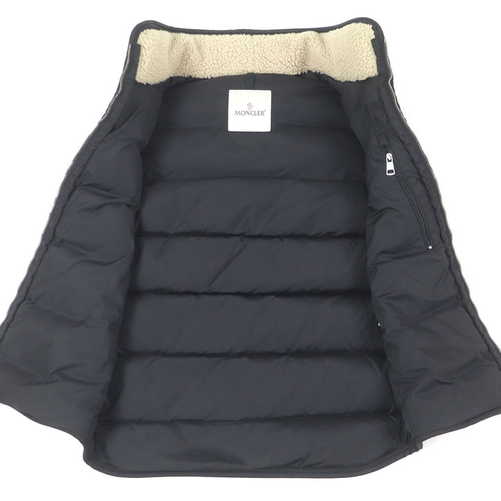 Great MONCLER Down vest MILLAIS GILET Lamb leather and mouton black Nylon mens 0