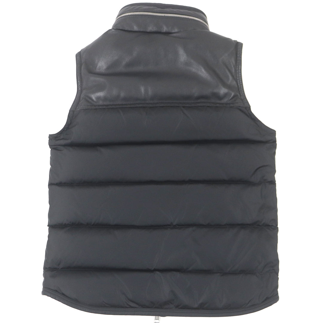 Great MONCLER Down vest MILLAIS GILET Lamb leather and mouton black Nylon mens 0