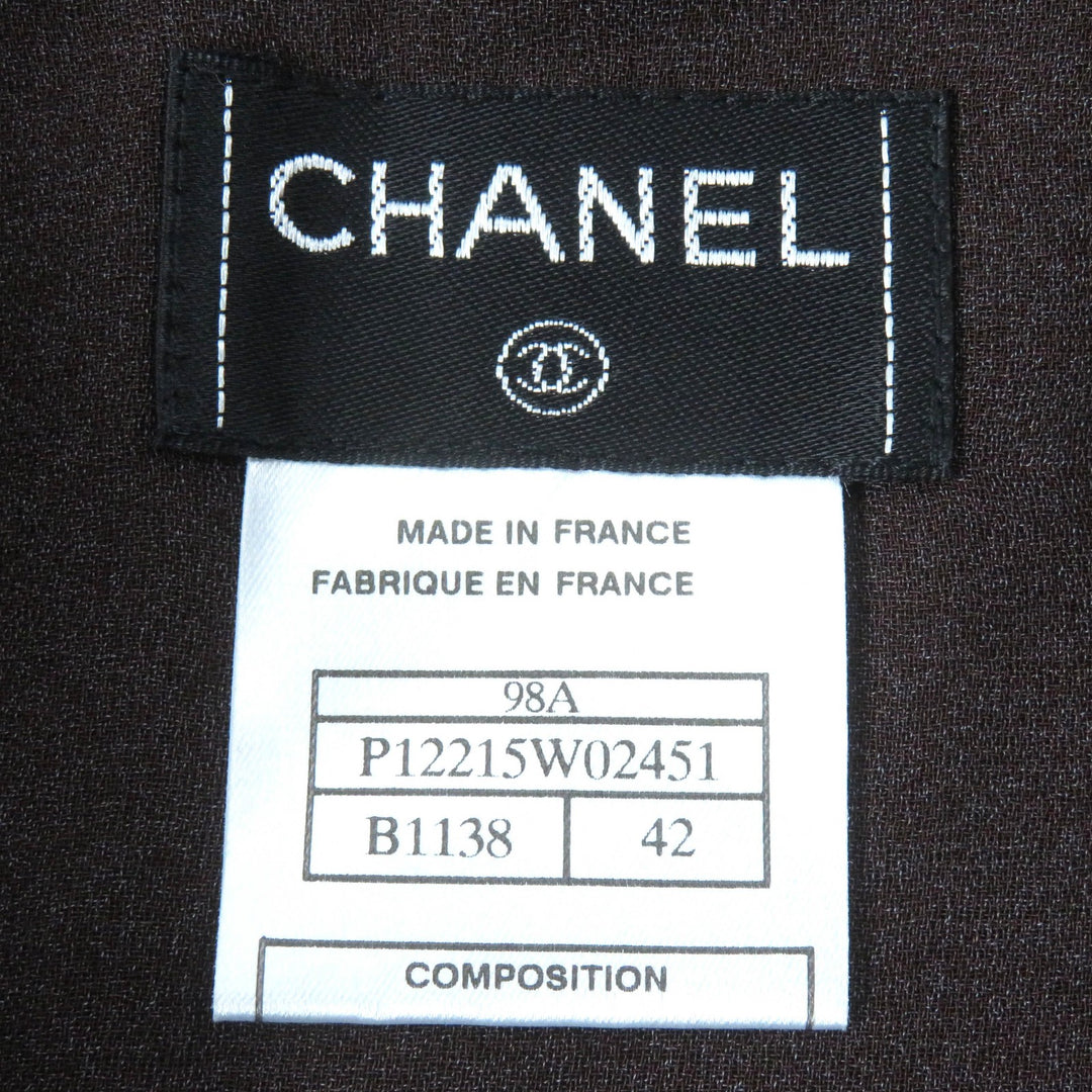 Excellent CHANEL setup All logo lace camisole skirt Black dark brown 98A P12215