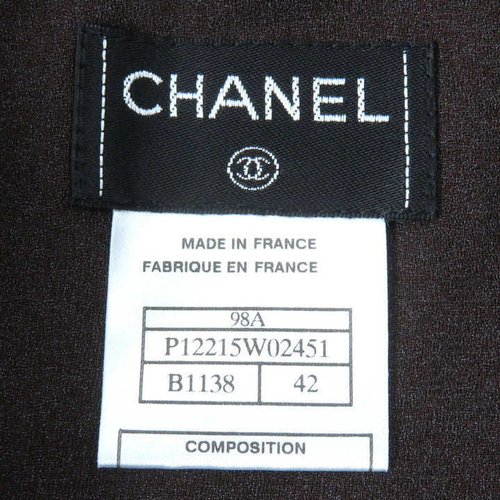 Excellent CHANEL setup All logo lace camisole skirt Black dark brown 98A P12215