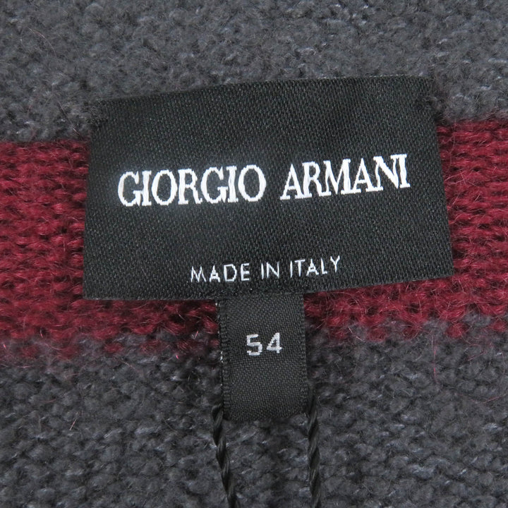 Pristine GIORGIO ARMANI knit Black Tag Long Sleeve Grey Bordeaux cashmere mens 54
