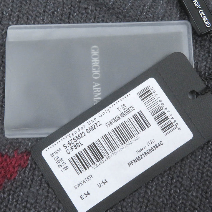 Pristine GIORGIO ARMANI knit Black Tag Long Sleeve Grey Bordeaux cashmere mens 54