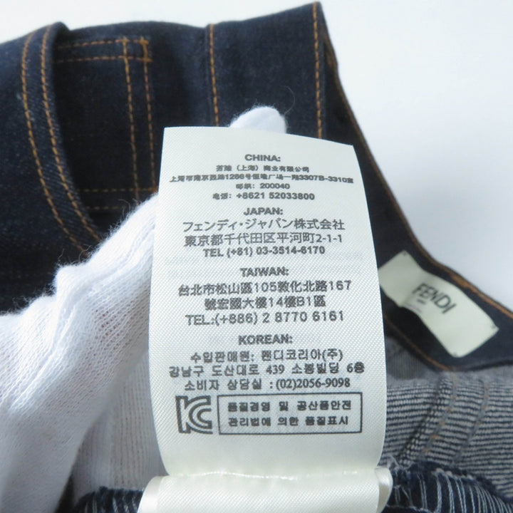 Excellent FENDI Denim pants Leather logo patch and logo button Indigo Women 38