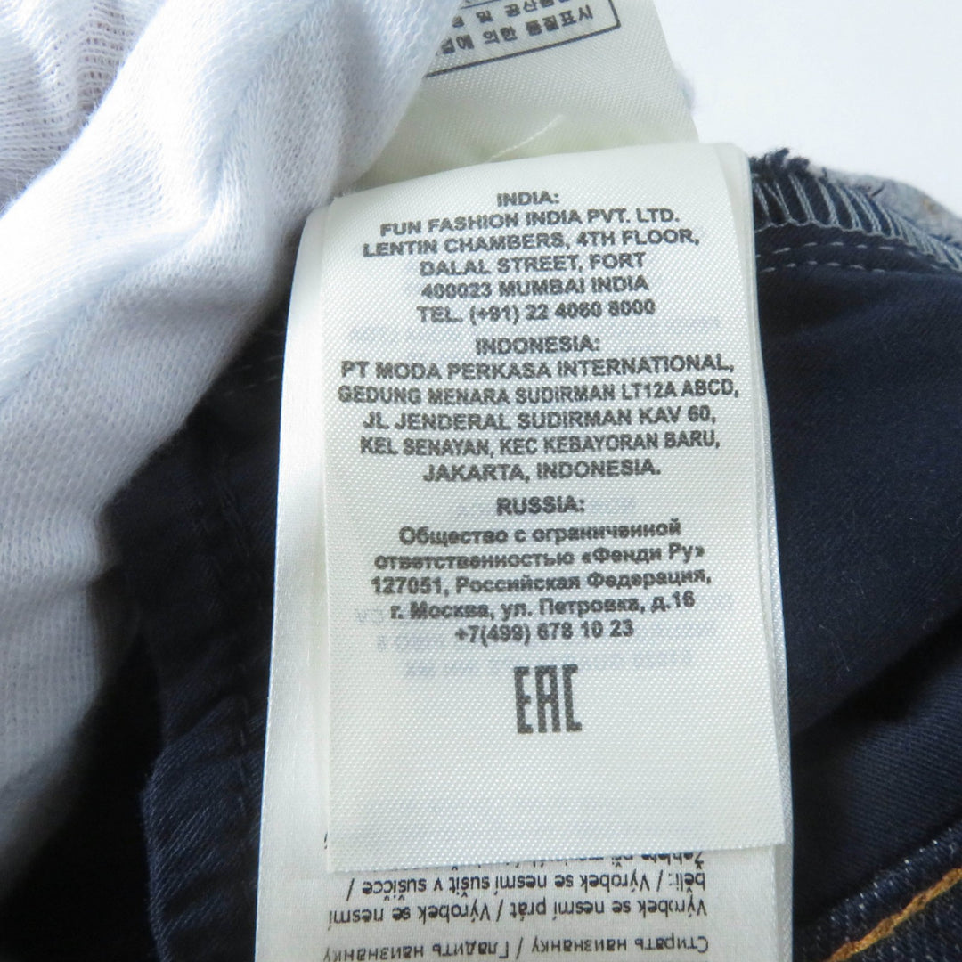 Excellent FENDI Denim pants Leather logo patch and logo button Indigo Women 38