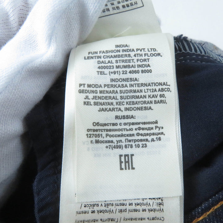 Excellent FENDI Denim pants Leather logo patch and logo button Indigo Women 38