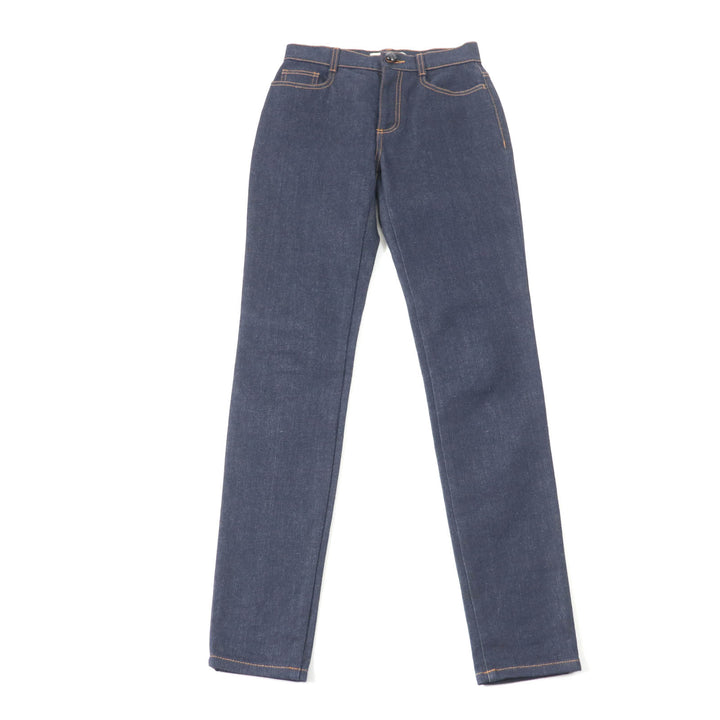 Excellent FENDI Denim pants Leather logo patch and logo button Indigo Women 38