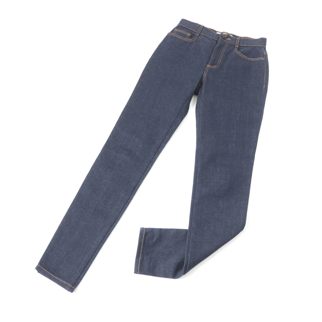 Excellent FENDI Denim pants Leather logo patch and logo button Indigo Women 38