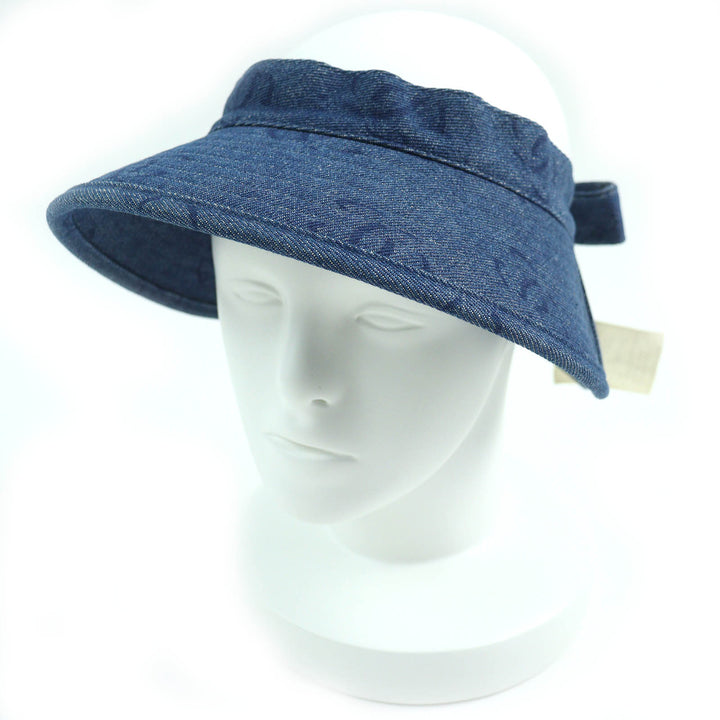 Excellent CHANEL Sun visor COCO Mark Denim Indigo blue cotton Women 02P