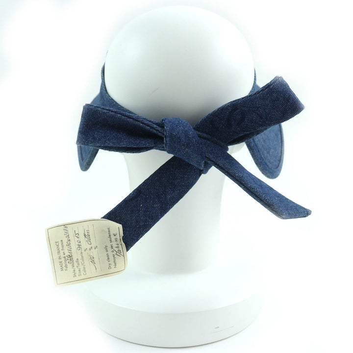 Excellent CHANEL Sun visor COCO Mark Denim Indigo blue cotton Women 02P