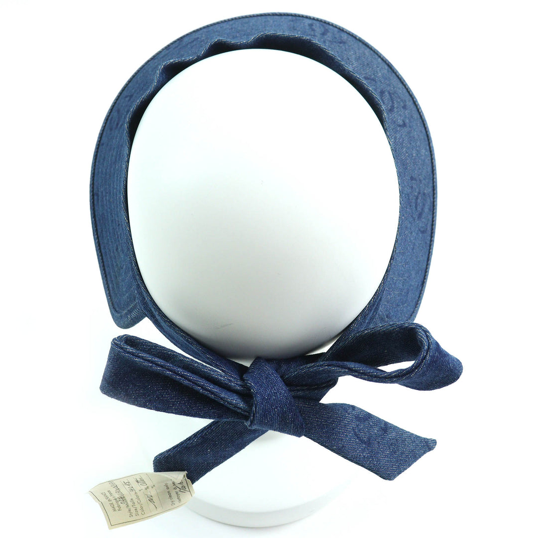 Excellent CHANEL Sun visor COCO Mark Denim Indigo blue cotton Women 02P