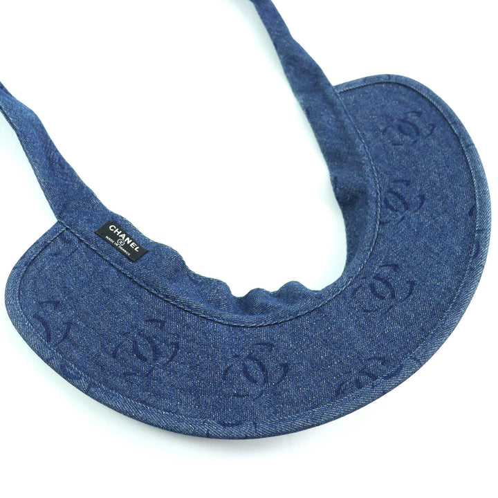 Excellent CHANEL Sun visor COCO Mark Denim Indigo blue cotton Women 02P