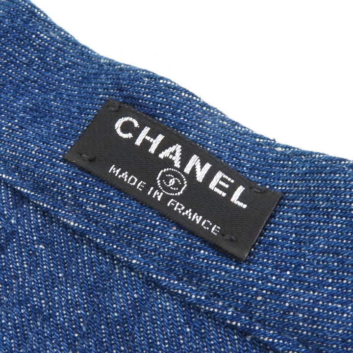 Excellent CHANEL Sun visor COCO Mark Denim Indigo blue cotton Women 02P