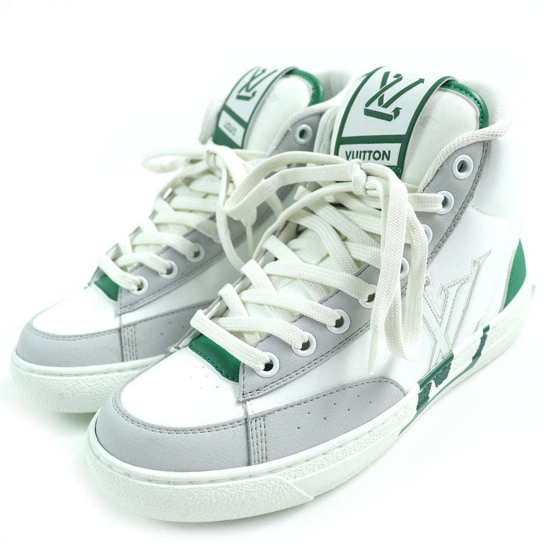 Excellent LOUIS VUITTON High cut sneakers White Green Gray leather Women 35