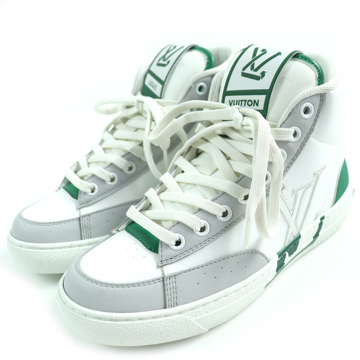 Excellent LOUIS VUITTON High cut sneakers White Green Gray leather Women 35