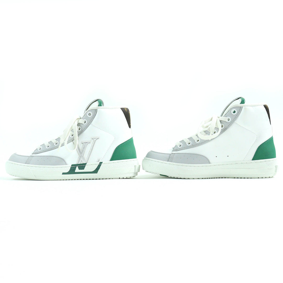 Excellent LOUIS VUITTON High cut sneakers White Green Gray leather Women 35