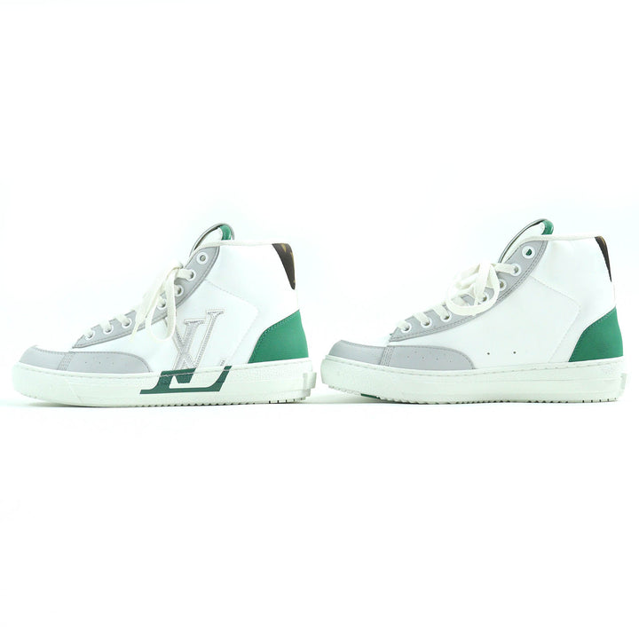 Excellent LOUIS VUITTON High cut sneakers White Green Gray leather Women 35