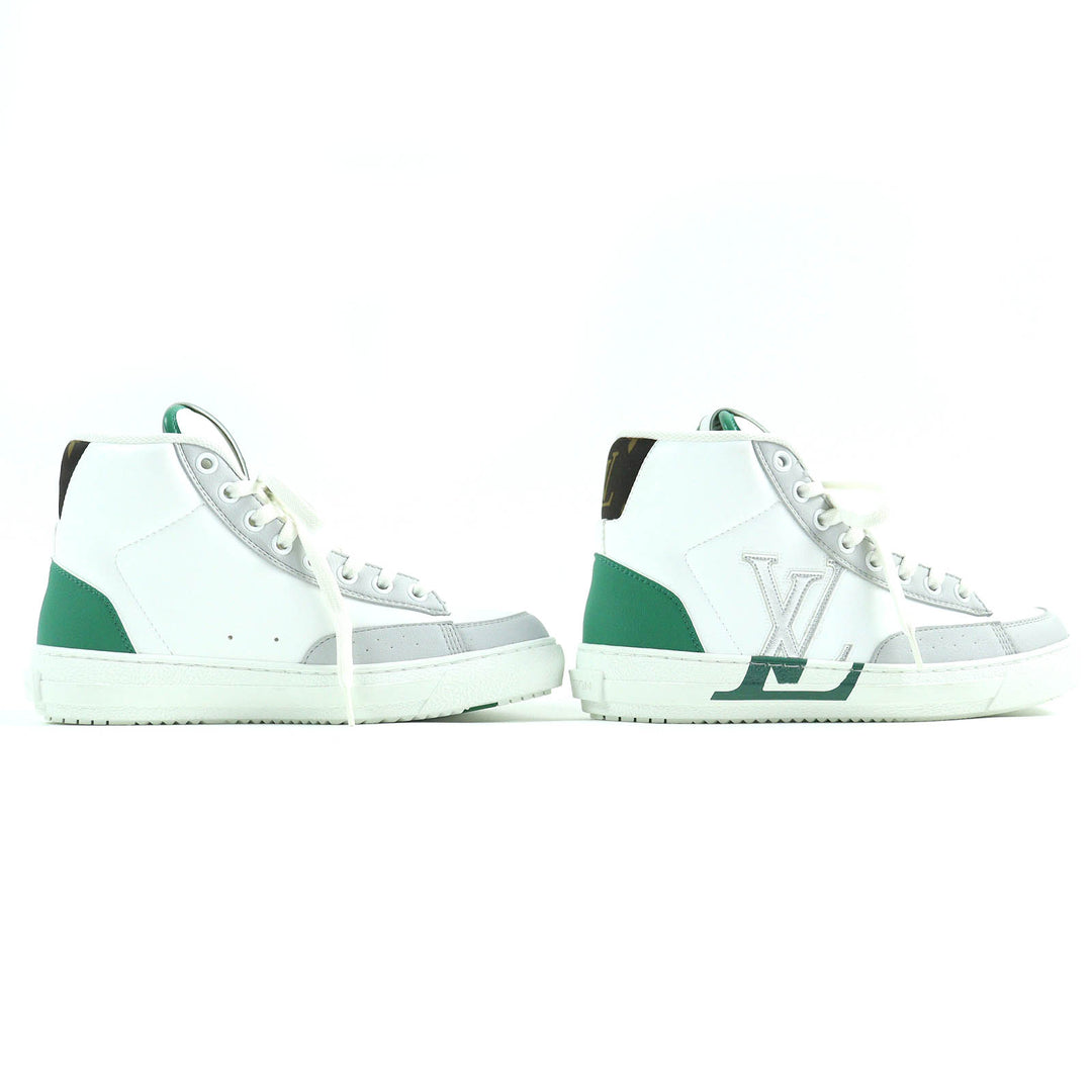 Excellent LOUIS VUITTON High cut sneakers White Green Gray leather Women 35