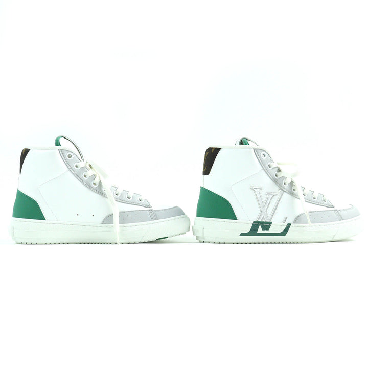 Excellent LOUIS VUITTON High cut sneakers White Green Gray leather Women 35
