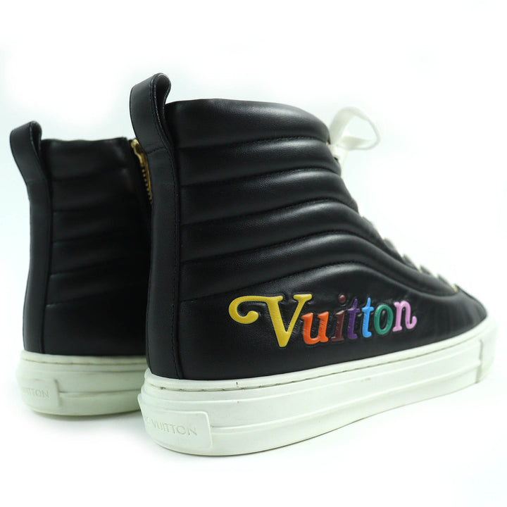 Excellent LOUIS VUITTON High cut sneakers side zip Black White leather Women