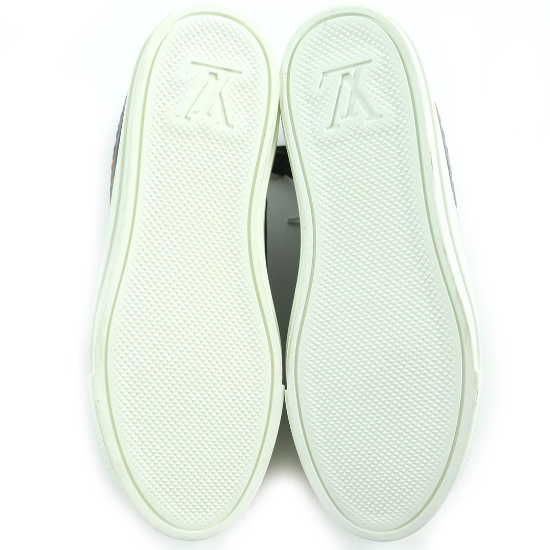 Excellent LOUIS VUITTON High cut sneakers side zip Black White leather Women