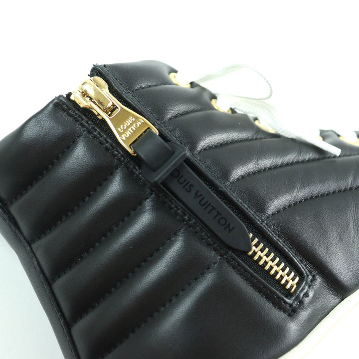 Excellent LOUIS VUITTON High cut sneakers side zip Black White leather Women