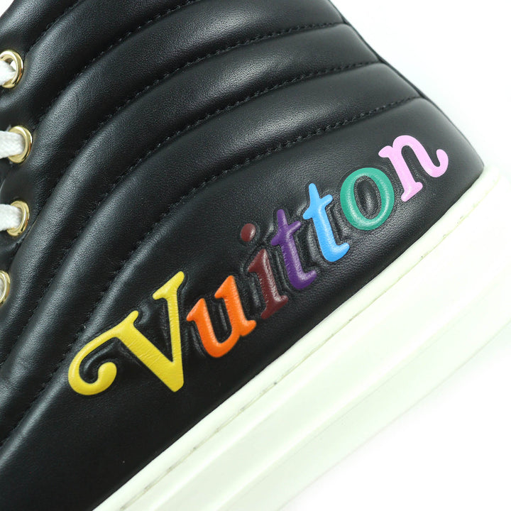 Excellent LOUIS VUITTON High cut sneakers side zip Black White leather Women