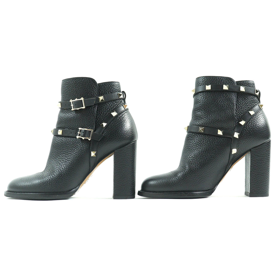 Great Valentino Garavani short boots Rockstud belt black leather Women 36