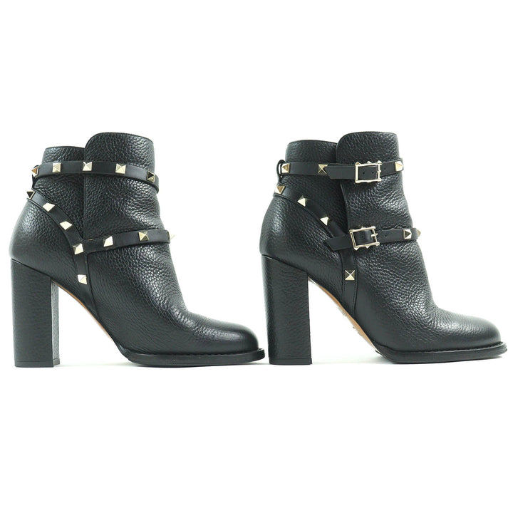 Great Valentino Garavani short boots Rockstud belt black leather Women 36