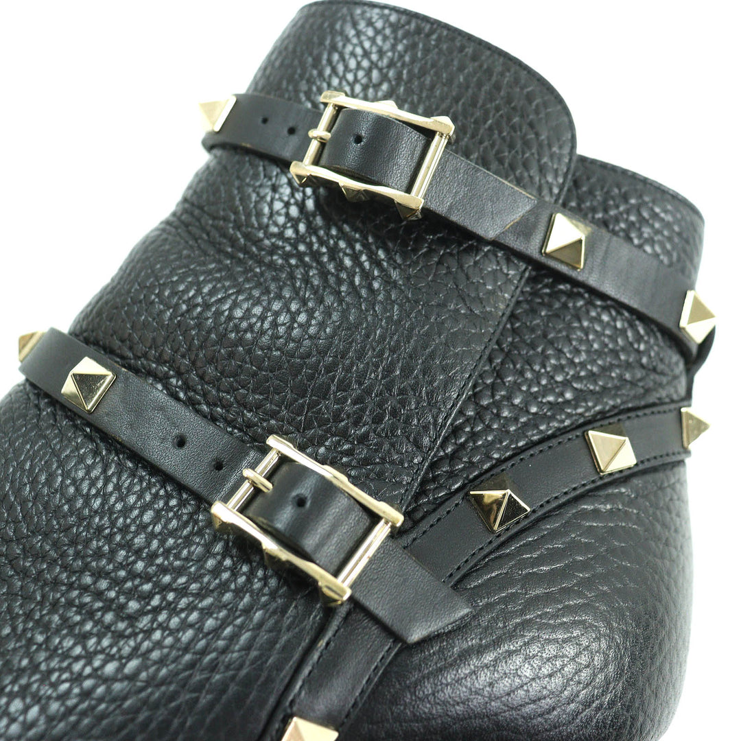 Great Valentino Garavani short boots Rockstud belt black leather Women 36