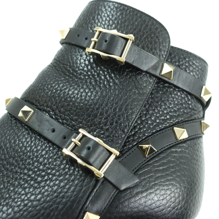 Great Valentino Garavani short boots Rockstud belt black leather Women 36