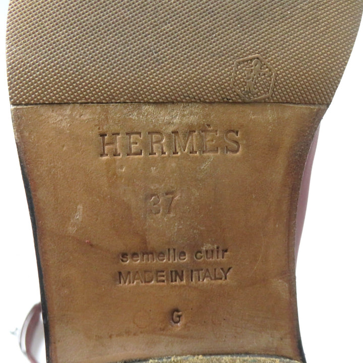 Great HERMES boots Leather Jumping Boots Long Boots Red series leather Women 37